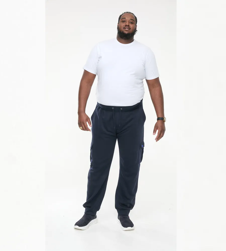 D555 Big Men's Navy Joggers with Cargo Pocket and Ribbed Cuffs (TILDEN 1)